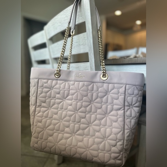 Kate Spade Gray Quilted Tote w/ gold hardware - Picture 1 of 5